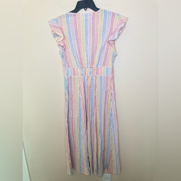 Marine Layer Hemp Camila Rainbow Stripe Button Front Midi Dress size Small - Picture 8 of 8